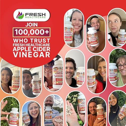 FRESH HEALTHCARE Apple Cider Vinegar Capsules with The Mother - 1740mg Non-GMO Gluten Free ACV Complex with Ceylon Cinnamon, Ginger & Cayenne for Digestion Support & Healthy Living - 120 Vegan Pills