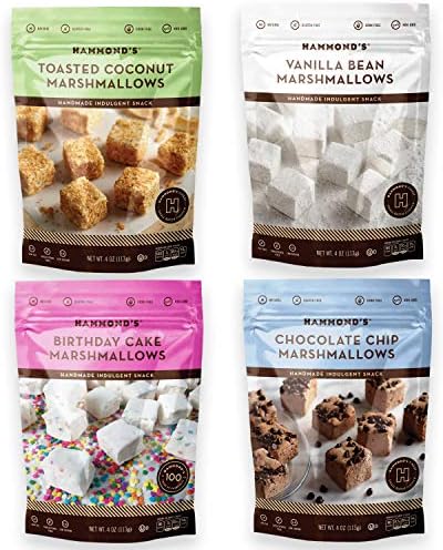 Hammond's Candies | Gourmet Variety Pack Marshmallows | 4 Bags, Great for Snacking | Hot Chocolate, S’mores and Homemade Brownies | Small Batches | Handcrafted in the USA