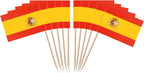 JAVD CYPS 100 Pcs Spain Flag Spanish Toothpick Flags, Small Mini Stick Cupcake Toppers Spanish Flags,Country Picks Party Decoration Celebration Cocktail Food Bar Cake Flags