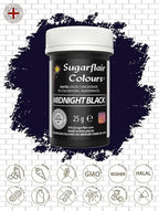 MIDNIGHT BLACK Sugarflair Pastel Paste Edible Concentrated Food Icing Colouring