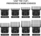 8 Pack Clipper Guards for Wahl Detailer & Andis T Outliner & BaByliss PRO, 1/32" to 11/4" Universal Hair Clipper Guards Set, Snap-on Blade Attachment Combs with Springs for Most Hair Clippers, Black