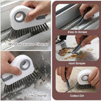 Qianyu 2 PCS Groove Cleaning Brush 2 in 1 Window Track Cleaning Tool Crevice Cleanings Brush Multifunction Hard Bristle with Hidden Scraper Grout Cleaner Grip Brushes for Slid Door Track Window Sill