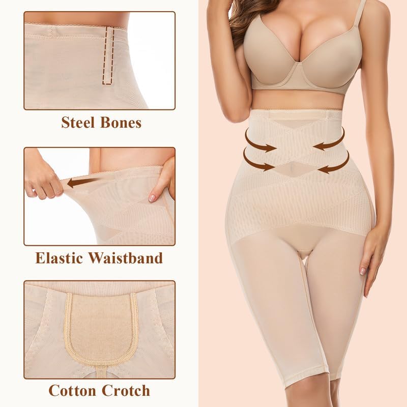 SIMIYA Shapewear Tummy Control Body Shaper for Women High Waist Stomach Compression Thigh Slimmer Butt Lifting Shapewear