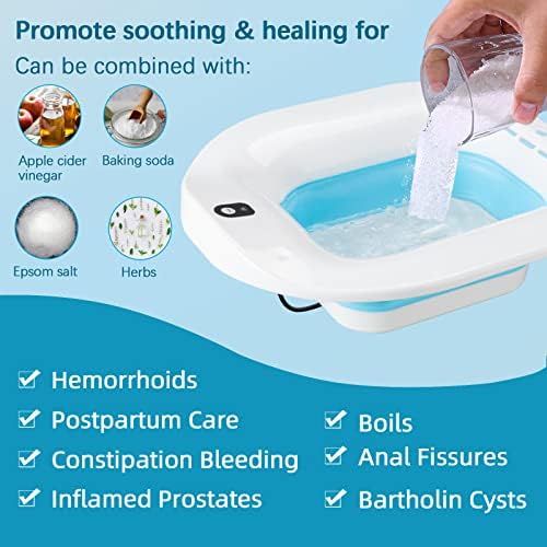 IRWPITW Sitz Bath, Electric Sitz Bath for Toilet Seat Hemorrhoids Postpartum Care Bowl, Sitz Baths Salts Tub for Women Men, Sits Bath Soak Pan, Butt Bath Basin, Portable, Water Spray Style, Blue
