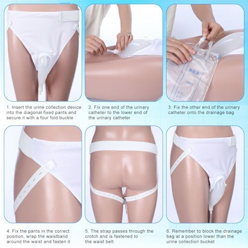 Geiserailie 3 Pcs Urinals for Men Urine Collection Bag Catheter for Men Urinary Incontinence Kit Reusable Silicone Urine Collector Portable Wearable Male Incontinence Products for Elderly Bedridden