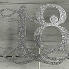 JIEEIN Number 18 Cake Topper - Happy 18th Birthday, Cheers to 18 Years, Hello 18 (Double Sided Silver Glitter)