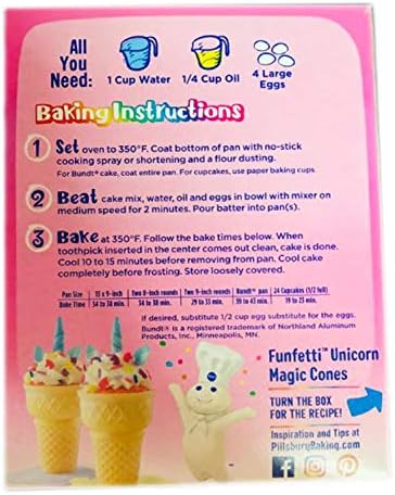 Pillsbury Unicorn Funfetti Cake Mix Kit! Strawberry Cake and Cupcake Mix with Candy Bits and Vanilla Frosting! Unicorn Cake and Cupcake with Vanilla Toppings! Perfect For Holiday, Birthday And Party!