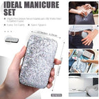 Geosar 12 Set 8 in 1 Manicure Set Stainless Steel Nail Clippers Kit Pedicure Care Tools with Leather Case Travel Grooming Kit Gift for Women Men Gift(Glitter Silver)