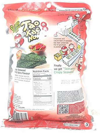 Tao Kae Noi Crispy Seaweed Hot & Spicy Flavor 32g, 3 Pack