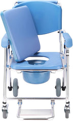 Obesity Bedside Commode Chair 3 in 1 Toilet Seat Deluxe Bath Wheelchair with Ultra-Premium Padded Non-Slip Handrail Seniors Disabled Walking Aid