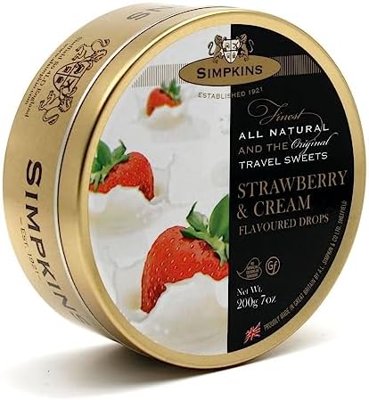 Simpkins Strawberry and Cream Flavour Travel Sweets 200g