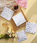 100 Silver Napkins - 4 Assorted Designs l 3-Ply Cocktail Napkins Paper Folded 5 x 5 Inches l Bar Napkins Disposable Party Napkin for Wedding Baby Shower Birthday (Assorted Pink)