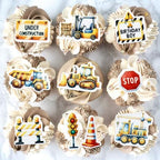 44PCS Edible Construction Cupcake Toppers Under Construction Stop Sign Traffic Light Dump Truck Excavator Tractor Cupcake Picks for Construction's Theme Baby Shower Boys Birthday Party Decors