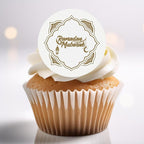 Ramadan Mubarak Edible Cupcake Toppers | PRECUT Gold Islamic Cake Decorations