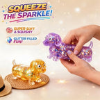 Dachshund Squishy , Glitter Face Wiener Dog Dachshund Squishy Stress Toy, Squeeze Relief for Adults (Orange)
