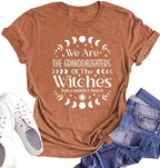 Halloween Shirts for Women We are Granddaughters of The Witches Funny Letter Tee Fall Casual Graphic Tops