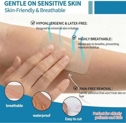 Nasal Cannula Tape - Medical Retention Tape, Waterproof Self-Adhesive Bandage Wrap, Gentle Adhesive Dressing for Sensitive Skin, Securement Device for Oxygen Tubes, Catheters, Feeding Tubes (1 in)