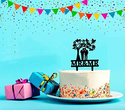 YzYbuaego Mr & Mr Wedding Cake Topper, The Gay Couple Standing and Kissing Under The Tree, Gay Wedding Cake Topper (Gay Tree)