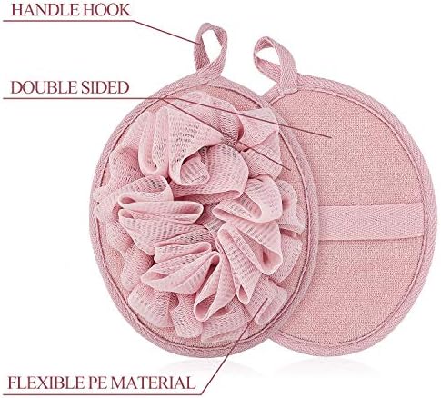 Boao 6 Pcs Bath Shower Pouf Sponge Mesh Pouf Shower Ball Exfoliating Body Sponge Pad Scrubber Glove with Flower Bath Ball (Multi-Color)