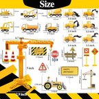 HERCOCCI 25Pcs Construction Cake Topper, Excavator Tower Cupcake Topper Bulldozer Backhoe Traffic Road Sign Cake Decor Vehicles Decorations Construction Birthday Party Supplies