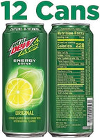 Mtn Dew AMP Energy,Original,Energy Drink with Caffeine,B Vitamins,16 fl oz cans,(Pack of 24)