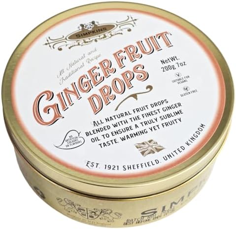 Simpkins Classic Warming Ginger Fruit Drops Travel Sweets 200g - 6 pack