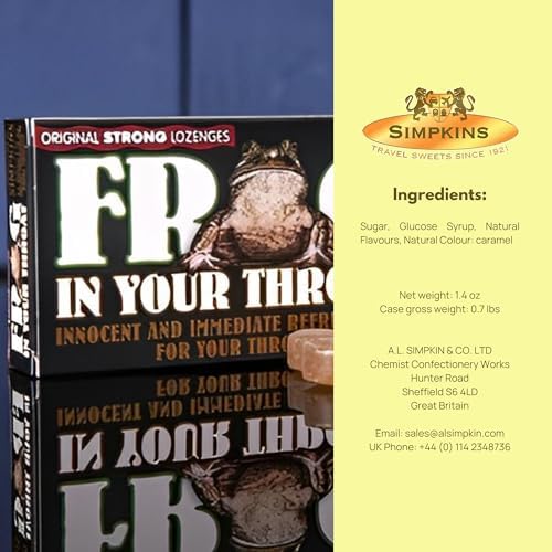 Simpkins Frog in Your Throat Original Throat Lozenges - Cough Drops for Adults for Sore Throat Relief - British Cough Drop Menthol Sore Throat Lozenges - Strong and Penetrating (1.4 oz)