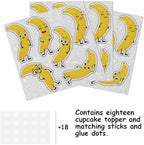 18pcs Yellow Glitter Cute Banana Dessert Cupcake Topper Pick for Funny Fruit Theme Decor Supplies Baby Shower Men Women Boys Girls Happy Birthday Party Decorations