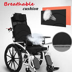 Lightweight Wheelchair for Adults, Full Reclining Folding Transport Wheelchairs with High Back & Removable Headrest, Self-Propelled Manual Wheelchairs Scooter with Tray Table & Bedpan, 18.5"Seat, U.S