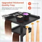 TASALON Professional Hair Extensions Organizer Cart Metal Salon Tray Cart with 2 Magnetic Bowls, Hair Dryer Holder, Adjustable Rolling Base, Black
