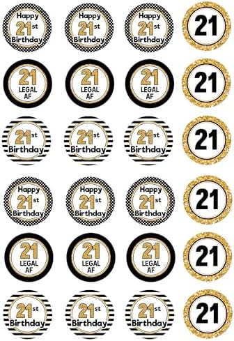 21st Birthday - 24 Edible MINI Wafer Cupcake Toppers 1.5 inches
