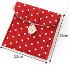 GBSTORE 2 Pcs 1 Red and 1 Blue Sanitary Napkins Bag Menstrual Cup Pouch Nursing Pad Holder Cute Polka Dot Cotton 4.7x4.7 inch Washable Organizer Storage