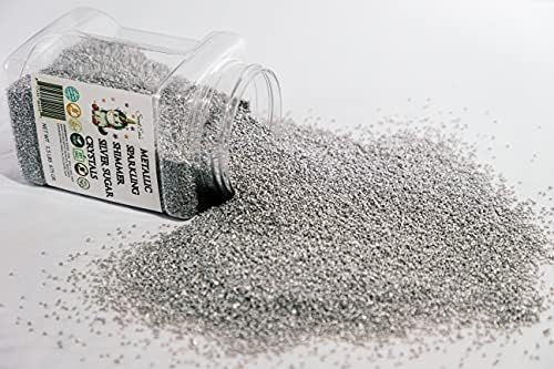 METALLIC SPARKLING SHIMMER SILVER SUGAR CRYSTALS - Dairy Free,Gluten Free,Egg Free,Vegan,Soy Free,Nuts Free,Kosher,Cookies,Cupcakes,Cakes,Decorating,Baking,Topping,Cocktail Sugar,Bulk Candy,Sprinkles
