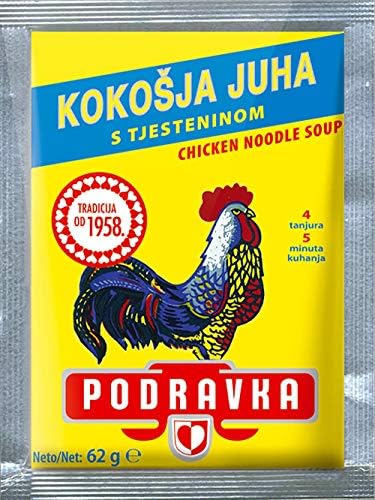 Chicken Flavored Noodle Soup | Mix | Podravka | 62 g | 2.2 oz each | Pack of 5