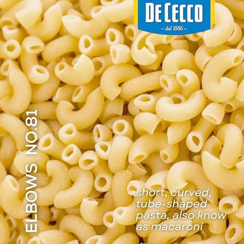 De Cecco Elbows No. 81 Pasta, 16 Oz (Pack of 5), Authentic, Slow Dried, Made with Durum Wheat, Versatile Pasta for Sauces & Recipes, Made in Italy