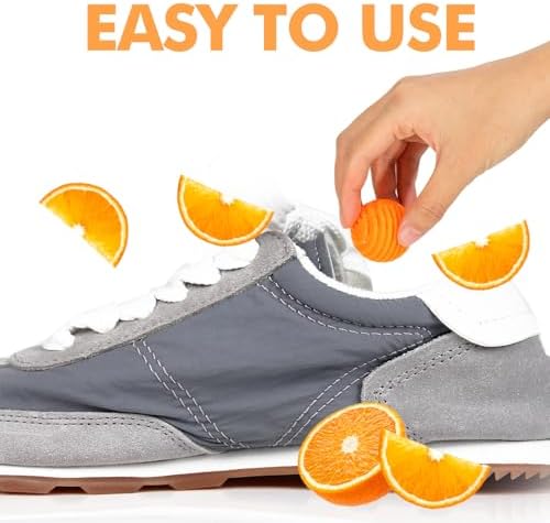 Xcleen Shoe Deodorizer Balls Citrus 6 Pack, Natural Essential Oil Long Lasting Sneaker Odor Eliminator, Small Spaces Air Freshener for Car Gym Bags, Drawers and Locker