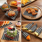 Honeydak 200 Pcs Checkered Wax Paper Sheets 7 x 7 Inch Deli Paper Sheets Food Basket Liners for Sandwich Burger Greaseproof Food Wrapping Outdoor Picnic Disposable Serving (Black and White,Classic)