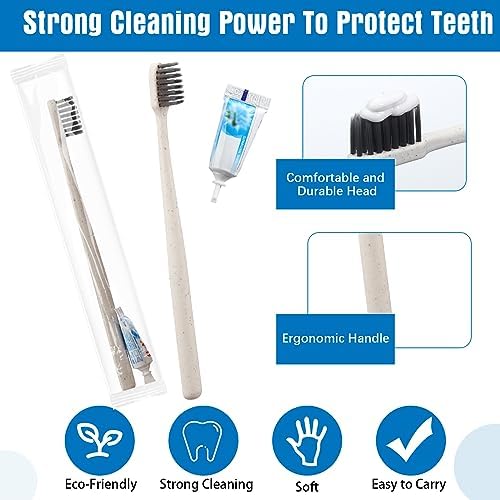 Uiifan 500 Sets Disposable Toothbrushes with Toothpaste Bulk Individually Wrapped Travel Toothbrush Kit Soft Bristle Tooth Brushes Homeless Supplies for Hotel Shelter Nursing Home Charity Donation