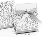 KUPOO 50PCS Candy Boxes,Silver Ribbon Wedding Favor Boxes Candy Bag Cake Box for Wedding Party Decoration Easter (silver)