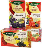 Herbapol Herbal Fruit Infused Tea (Variety Pack) Raspberry, Forest Fruit, Black Currant with Lemon & Aronia Tea Natural Flavor - 20 Silk Tea Bags Each