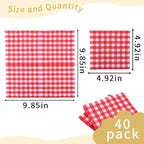 Paper Napkins Disposable Red Checkered Napkins Everyday Red White Gingham Dinner Napkin Cocktail Beverage Napkin for Lunch Picnic BBQ Christmas Halloween Birthday Party Decoration Supplies 40PCS