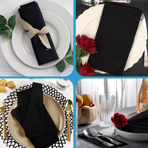 2 Ply Black Dinner Napkins-15" x 17" -1/8Fold - 125 Count (Pack of 8), Total 1000 Count