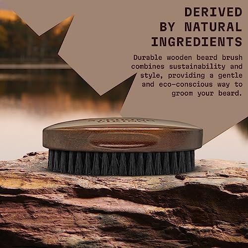 Striking Viking Beard Brush for Men - 4.3 in Beech Wood Handle, Brown - Boar Bristle Beard Brush & Grooming Brush - Travel Size Pocket Groomer