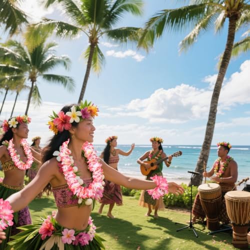 Hawaiian Leis Party Silk Flower Leis 41inch Thicken Hawaiian Leis Garland Headband Leis and Hand Leis for Graduation Hula Dance Luau Party, Photo Prop Wedding Birthday in Outdoors (Pink)