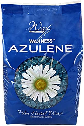 Waxness Azulene Stripless Wax Kit with Heater, 2.2 lb (1 kg) Hard Wax Beads – Professional Waxing Kit for Face, Bikini & Body – Made in Italy