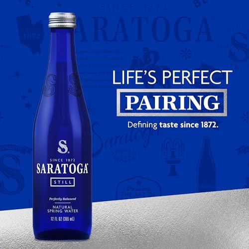 Saratoga Spring Water Bottles, 24 Pack – Still Bottled Water - Glass Bottles - 12 Fl Oz