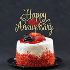 Kaoenla Happy Anniversary Cake Topper - Gold Glitter Happy Birthday Cake Topper, Company Anniversary Party Decoration, Wedding Wedding Anniversary Party Cake Decoration