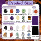 Rileryan 20 PCS 1'' Natural Raw Crystals Tumbled Crystals Bulk Polished Stones Chakra Healing Stones for Witchcraft Supplies Gemstones Rocks