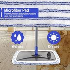 MASTERTOP Microfiber Mops for Floor Cleaning, Extra Large Industrial Mop,Floor Commercial Mop for Wet & Dry Use, Flat Mops for Hardwood, Vinyl, Laminate, Tile Floors, 5 Reusable & Washable Pads