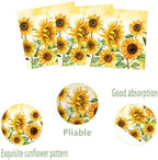 40Pcs Sunflower Paper Napkin Sunflower Party Napkins Yellow Flower Disposable Napkins Sunflower Decorative Luncheon Dinner Paper Napkin Sunflower Theme for Wedding, Theme Party, Birthday, 6.5 Inch